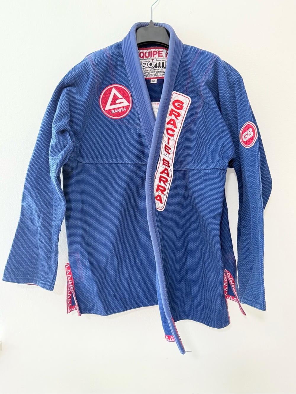Gracie Barra Storm Kimonos Equipe BJJ Gi A3 Blue Jiu Jitsu Jacket Pants Bag
